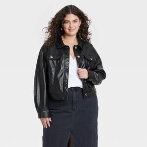 Universal Threads (XXL) Black Faux Leather Swing Back Relaxed Fit Jacket